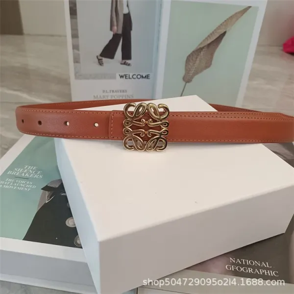 Loewe Anagram Buckle Leather Belt Tan - 1