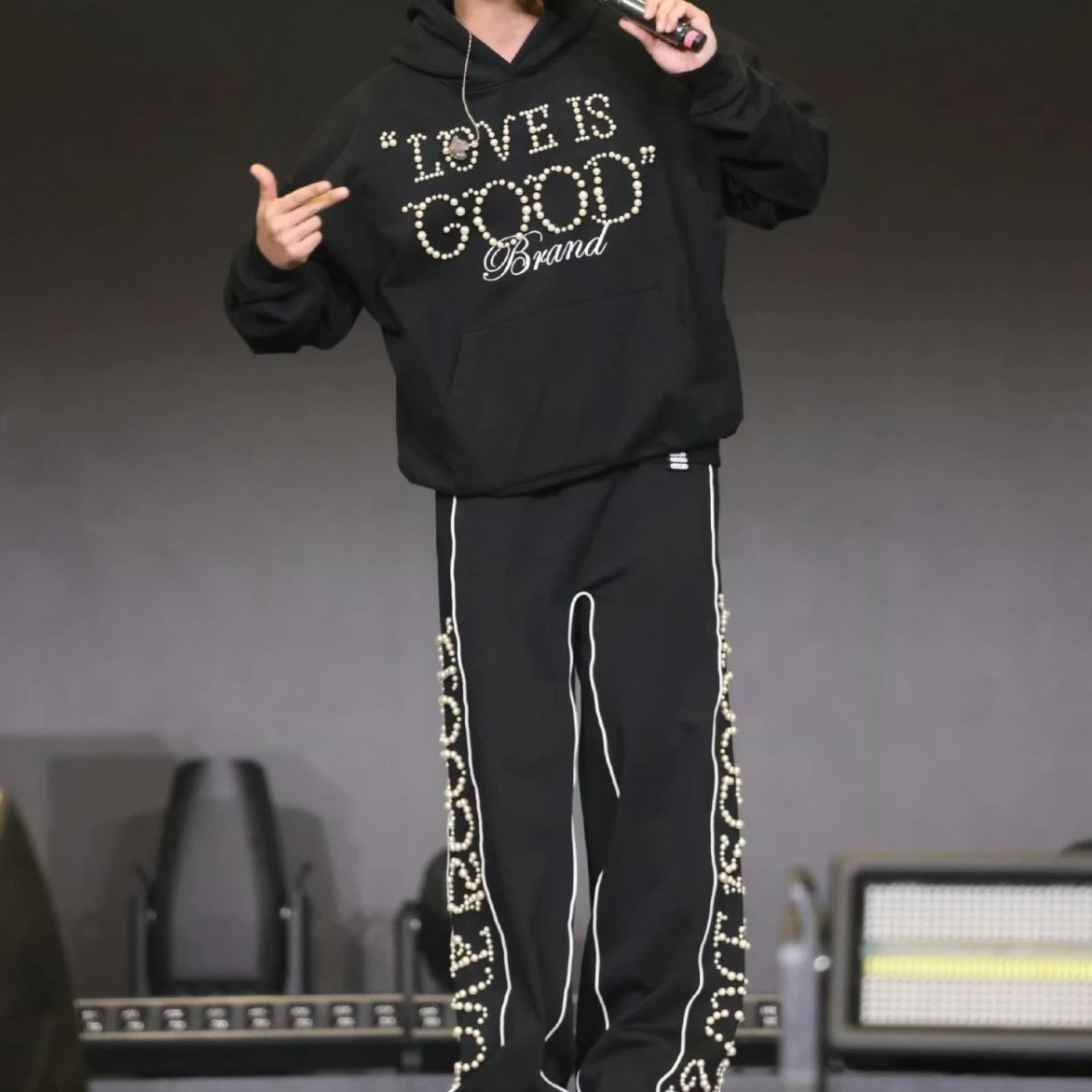 Chanel Pearl-Embellished Satin Track Pants Black - 6