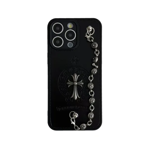 Chrome Hearts Cross Motif Leather Phone Case Black - 1