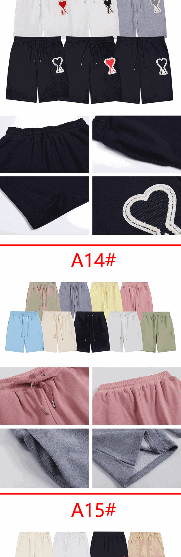 Ami Paris Heart Logo Drawstring Shorts White - 4