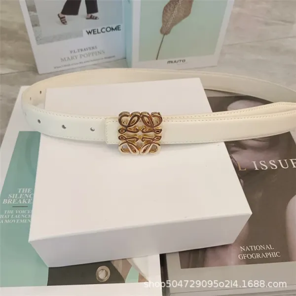 Loewe Anagram Buckle Leather Belt White - 1