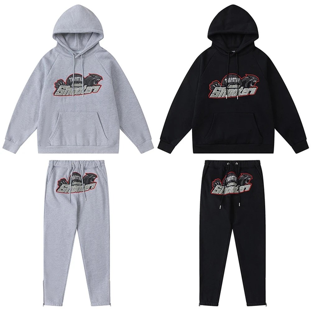 Tapestry Shooters Grey Hoodie and Pants Set Tapedstry Shooters Black Hoodie and Pants Set