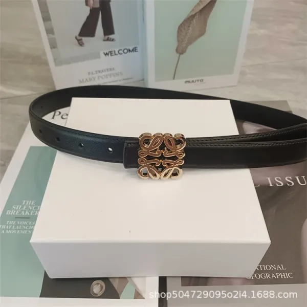 Loewe Anagram Buckle Leather Belt Black - 1