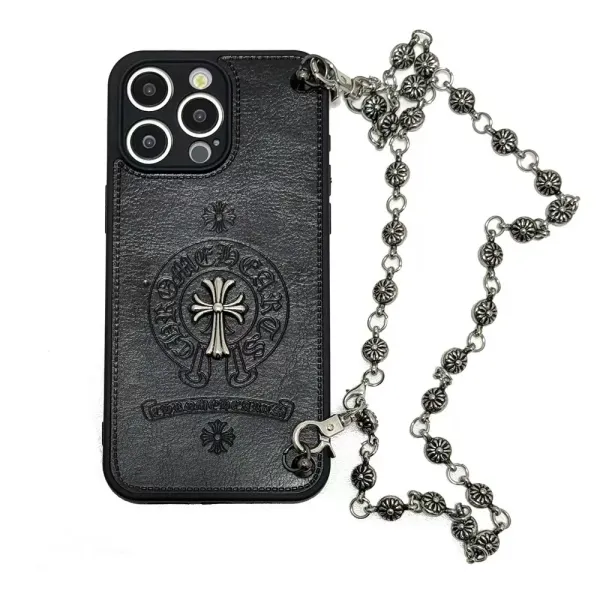 Chrome Hearts Cross Logo Chain Phone Case Black - 1