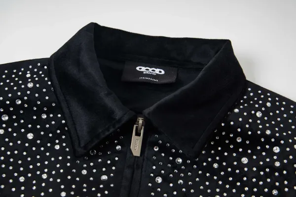 Gucci Horsebit Crystal-Embellished Velvet Jacket Black - 4