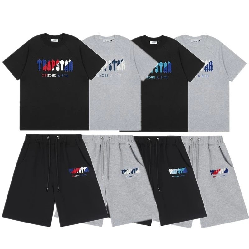 Trapstar Black and Grey T-Shirt and Shorts Set