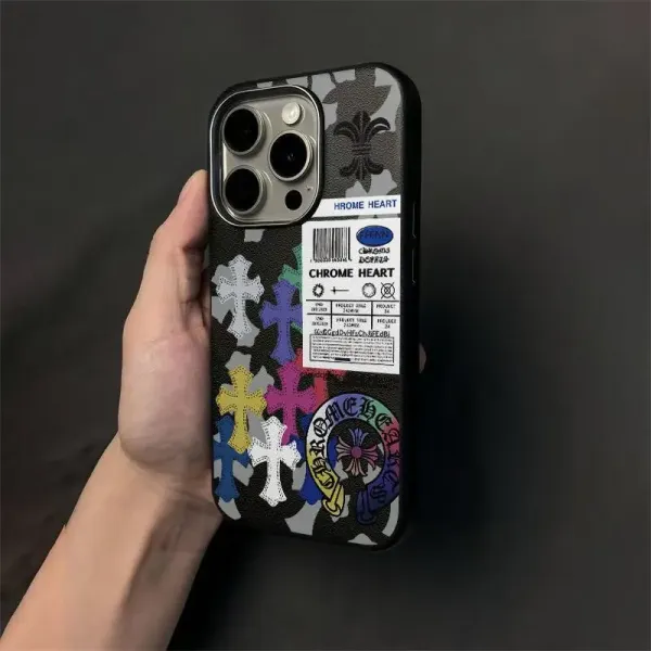 Chrome Hearts x iPhone Case Red Multicolor Cross Motif Phone Case - 10