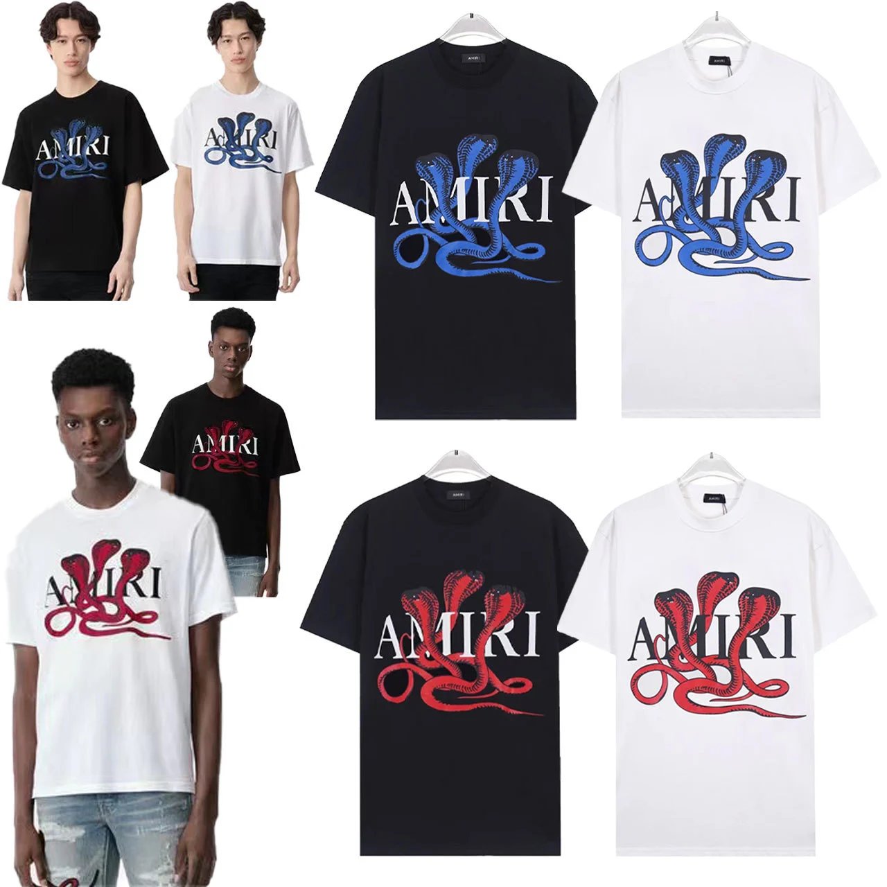 Amiri Black/White Snake Print T-Shirt