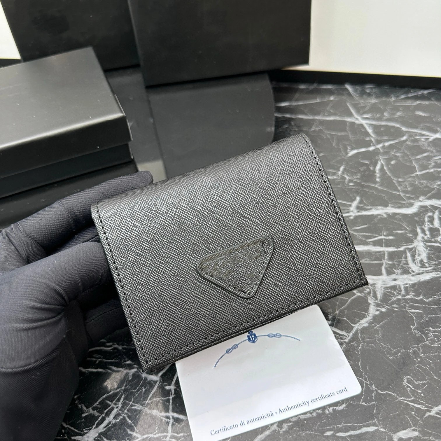 Prada Black Tri-fold Wallet