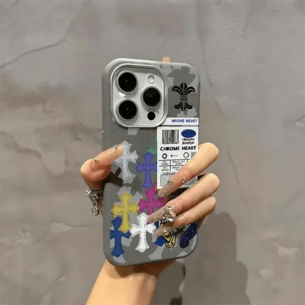 Chrome Hearts x iPhone Case Red Multicolor Cross Motif Phone Case - 2