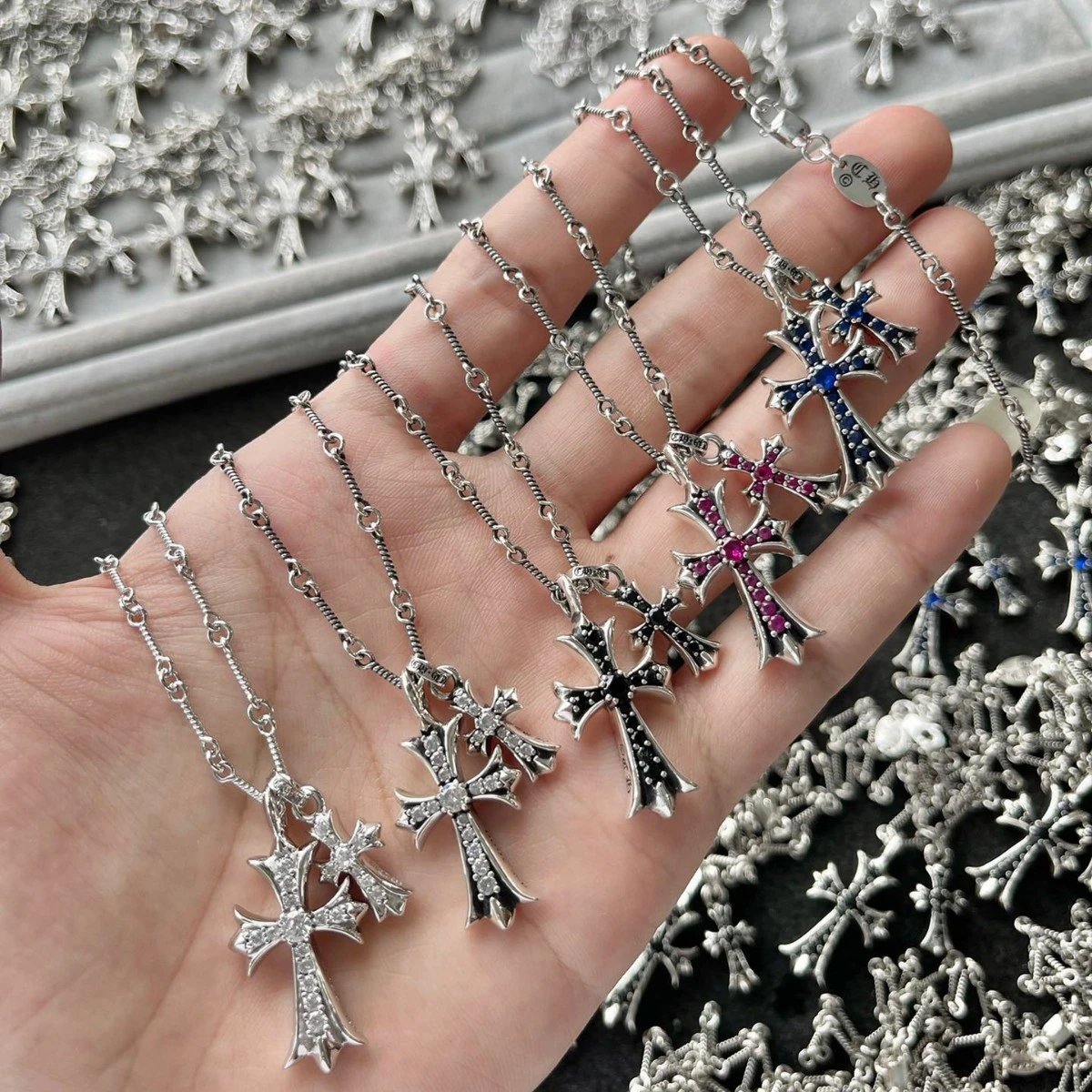 Chrome Hearts Silver Cross Pendant Necklaces
