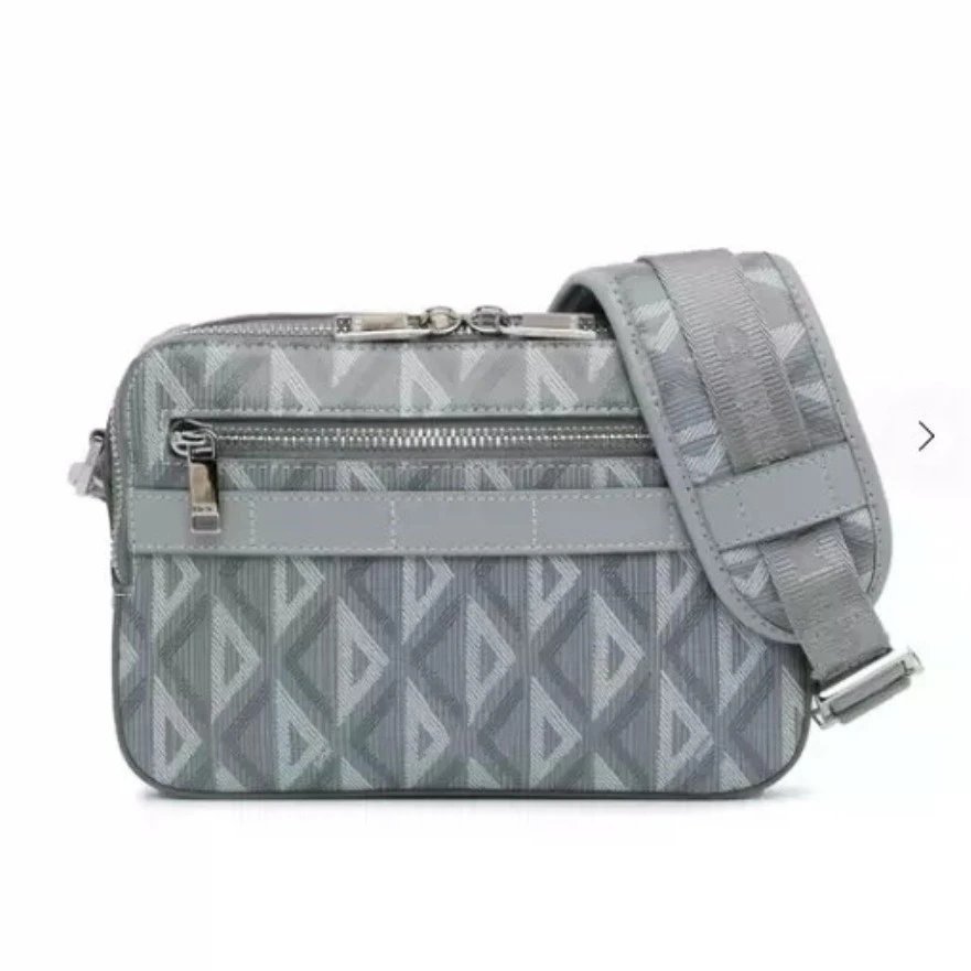 New Men's Messenger Bag PVC Camera Bag Vintage Canvas Coated Classic Plaid Crossbody Shoulder Bag