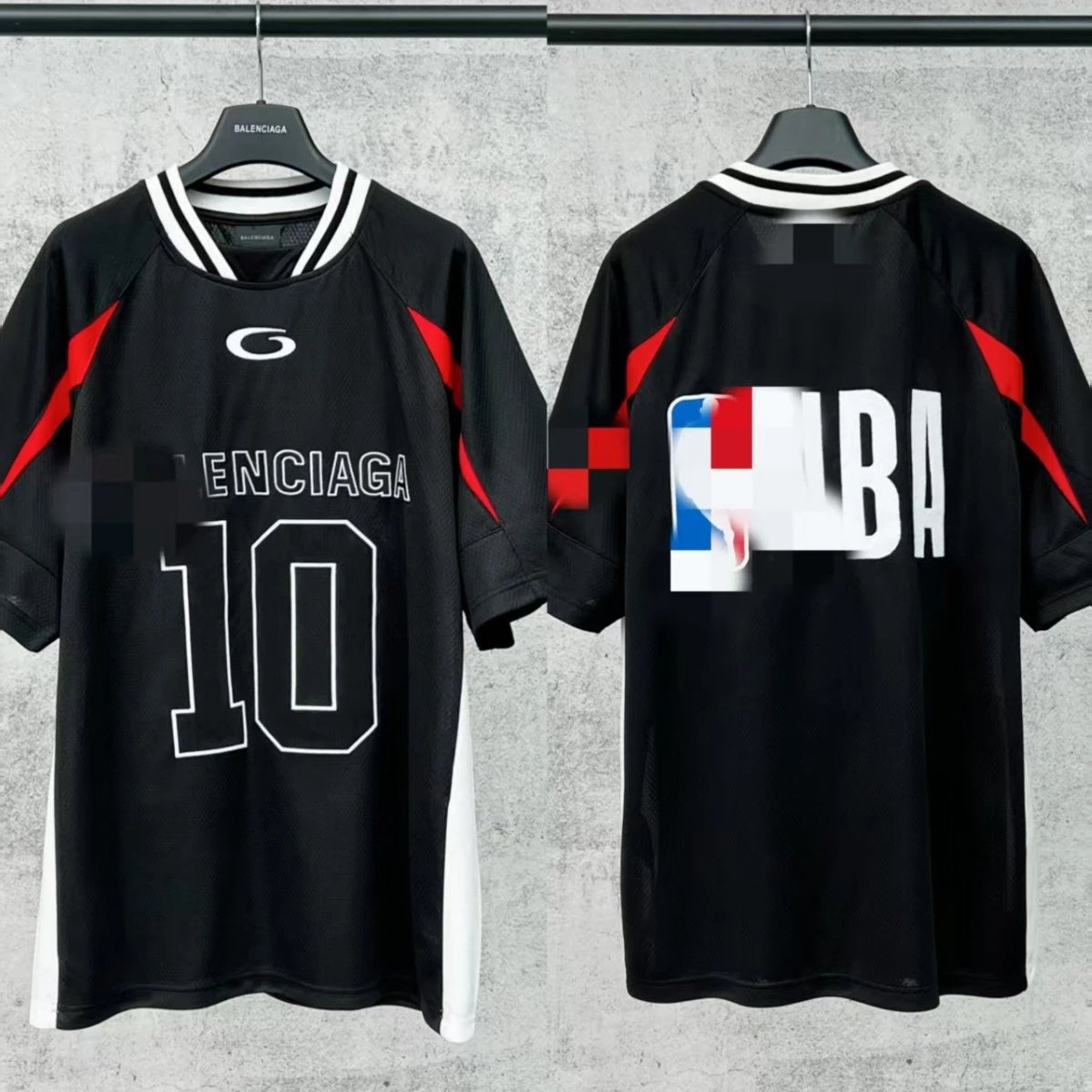 Balenciaga Football Jersey Black Sporty Oversized T-Shirt