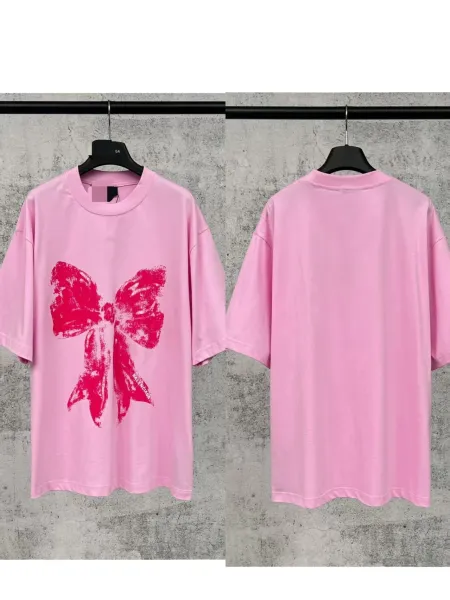 Balenciaga Bow Print Oversized T-Shirt Pink - 1