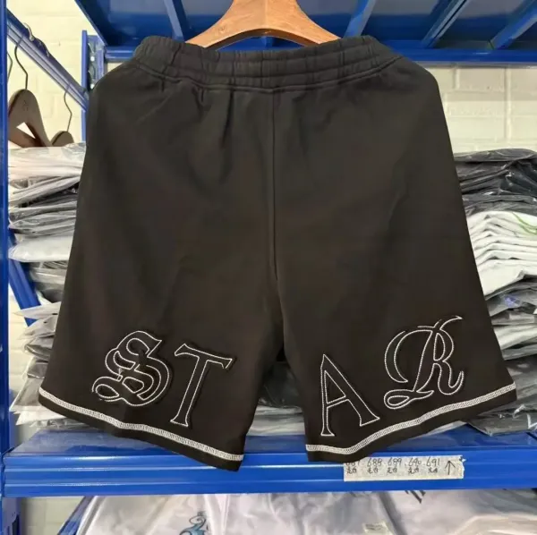 STAR Embroidered Sweat Shorts Black - 1