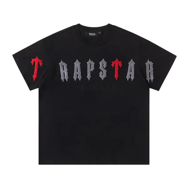 Trapstar Gothic Logo Embroidered Black T-Shirt - 1