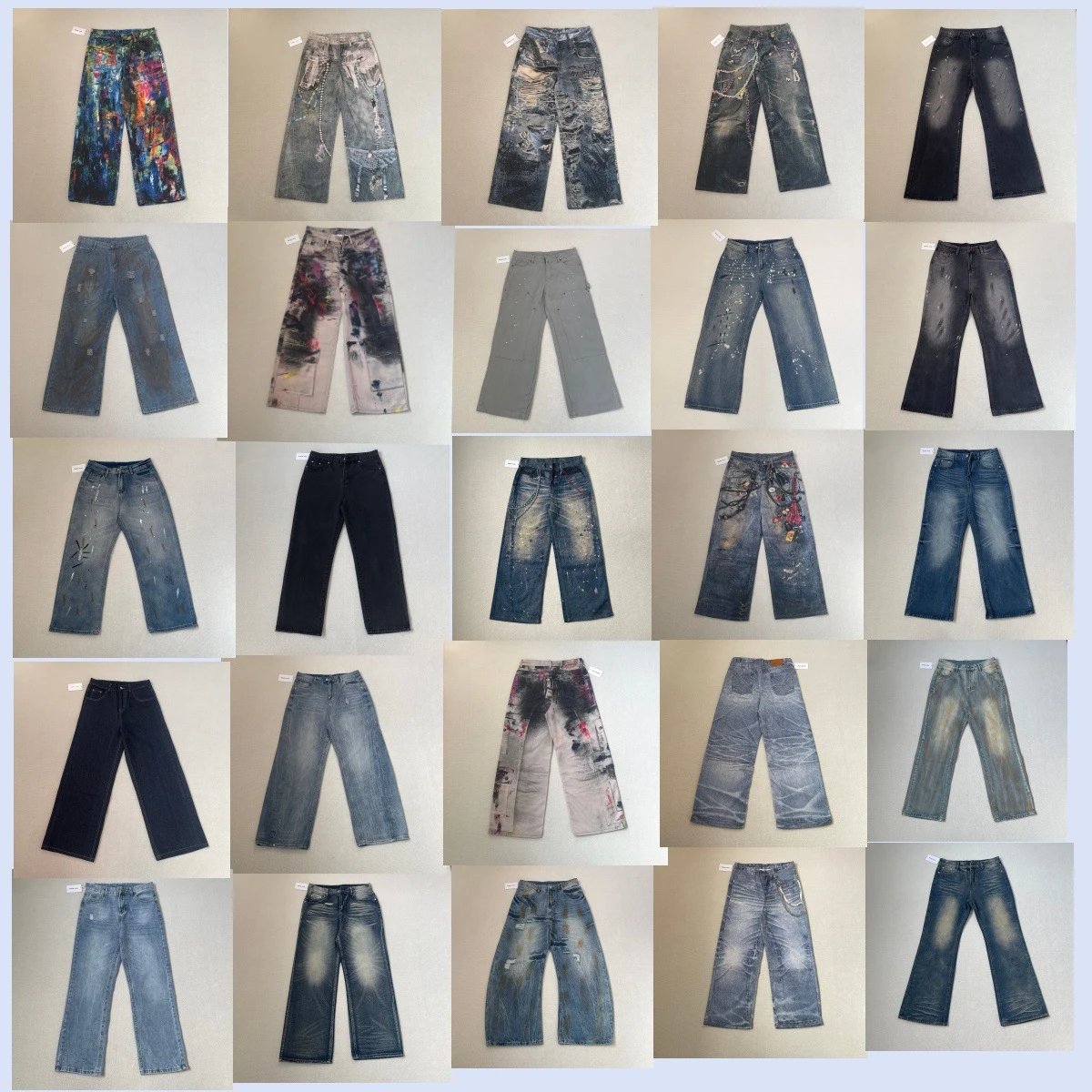 Distressed Paint-Splatter Denim Jeans