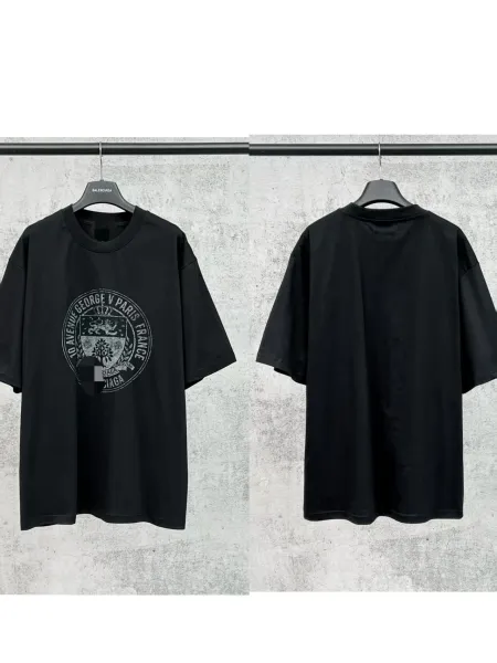 Balenciaga Crest Print Oversized T-Shirt Black - 1