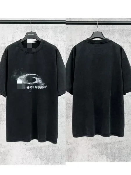 Balenciaga Eye Print Washed Black T-Shirt - 1