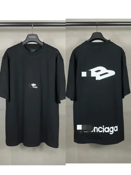 Balenciaga Logo Print Oversized T-Shirt Black - 1