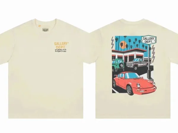 Gallery Dept Vintage Car Print Beige T-Shirt - 1