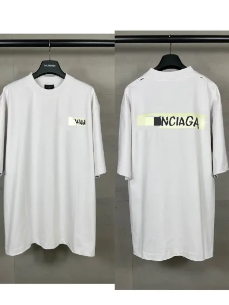 Balenciaga Tape Logo Oversized T-Shirt White - 1