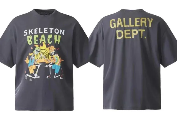 Gallery Dept Skeleton Beach Graphic T-Shirt Charcoal Gray - 1