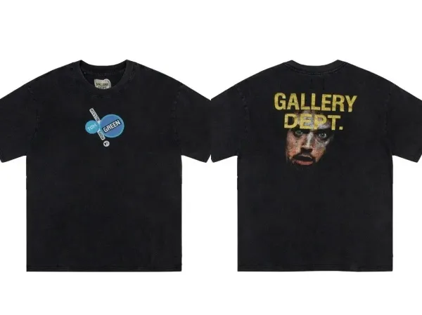Gallery Dept. Distressed Black T-Shirt with Graphic Print - 1