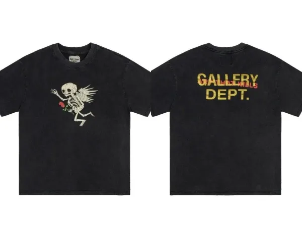 Gallery Dept. Angel Skeleton Washed Black T-Shirt - 1