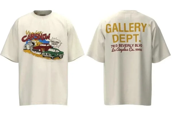 Gallery Dept Venice Carshow Graphic T-Shirt Beige - 1