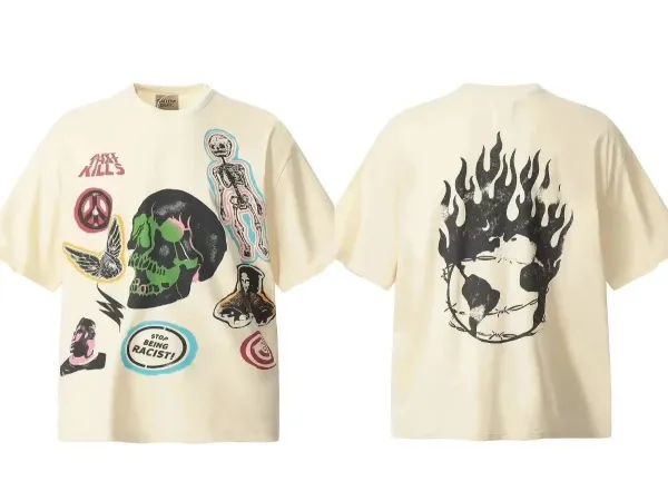 Gallery Dept Art That Kills Patchwork Graphic T-Shirt Beige - 1