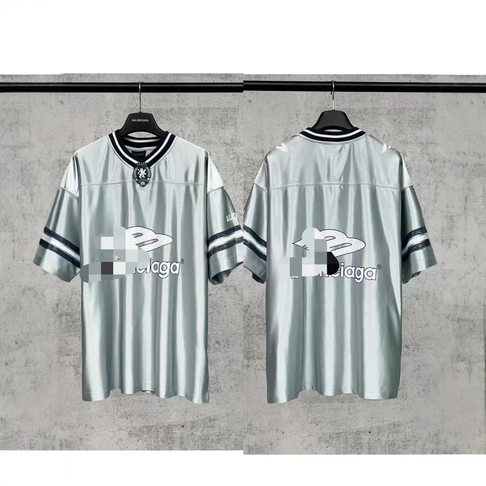 Balenciaga Football Jersey Black Sporty Oversized T-Shirt