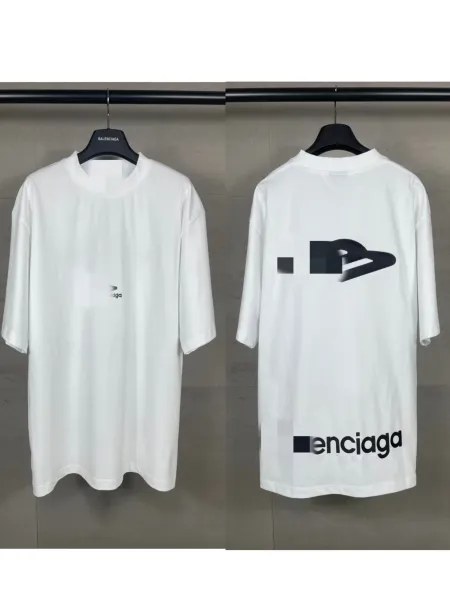Balenciaga Logo Print Oversized T-Shirt White - 1
