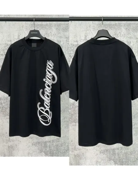 Balenciaga Script Logo Oversized T-Shirt Black - 1