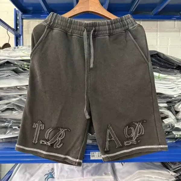 TRAP APE Gray Embroidered Sweat Shorts - 1