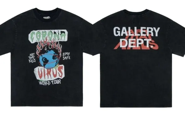 Gallery Dept Corona Virus World Tour Black T-Shirt - 1