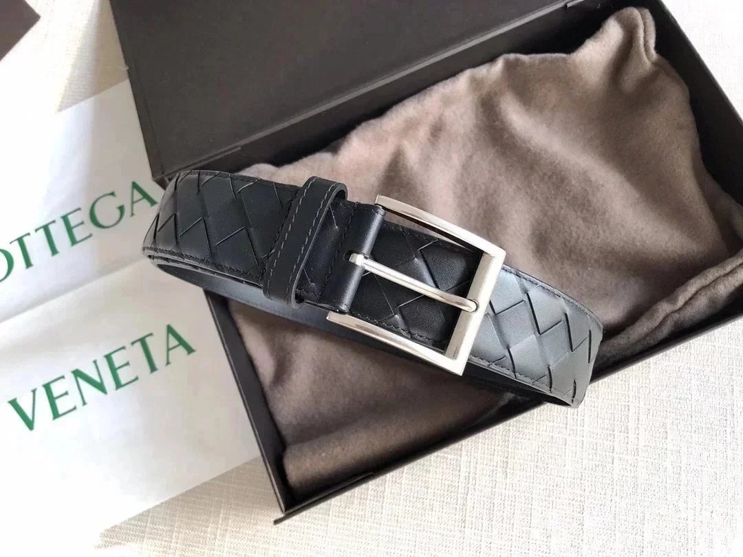 (Size 41) New 20 wide belt for men Large intreccio large grid weave 4.0cm wide