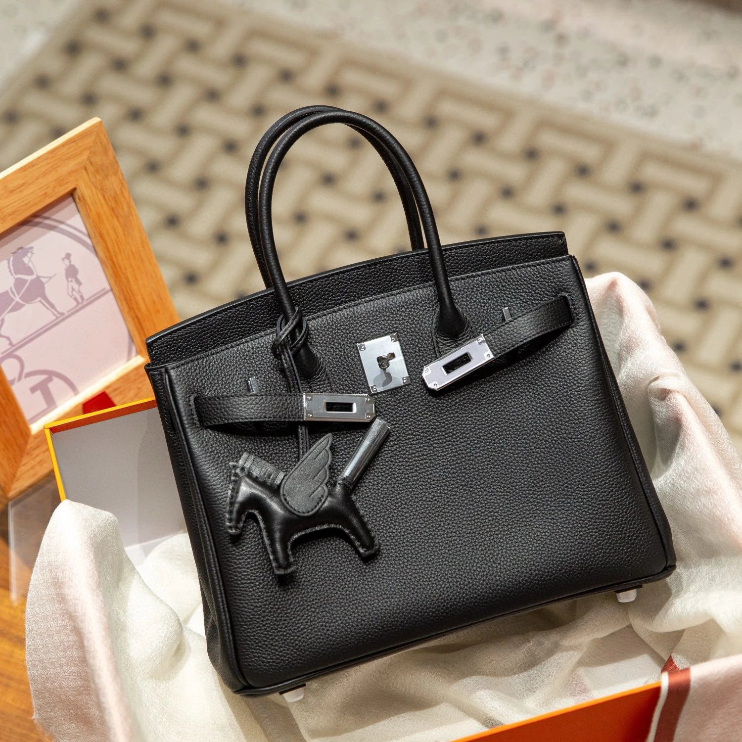 Borsa platino in pelle togo di primo strato, cucitura a sella, borsa a mano BK25/30 con cucitura interna, grana litchi, chiusura a fibbia, borsa da donna in vera pelle