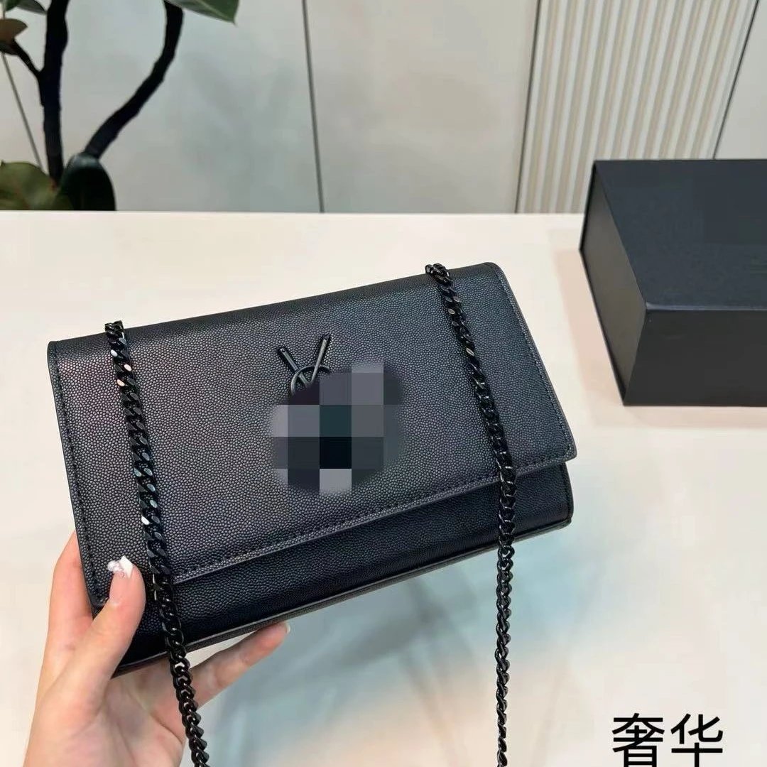 Damentasche 2024 Vollnarbiges Rindsleder Schulter Umhängetasche Euro-Amerikanisch Retro Kate Zweiseitige Kettentasche Kleine Boxtasche Handtasche