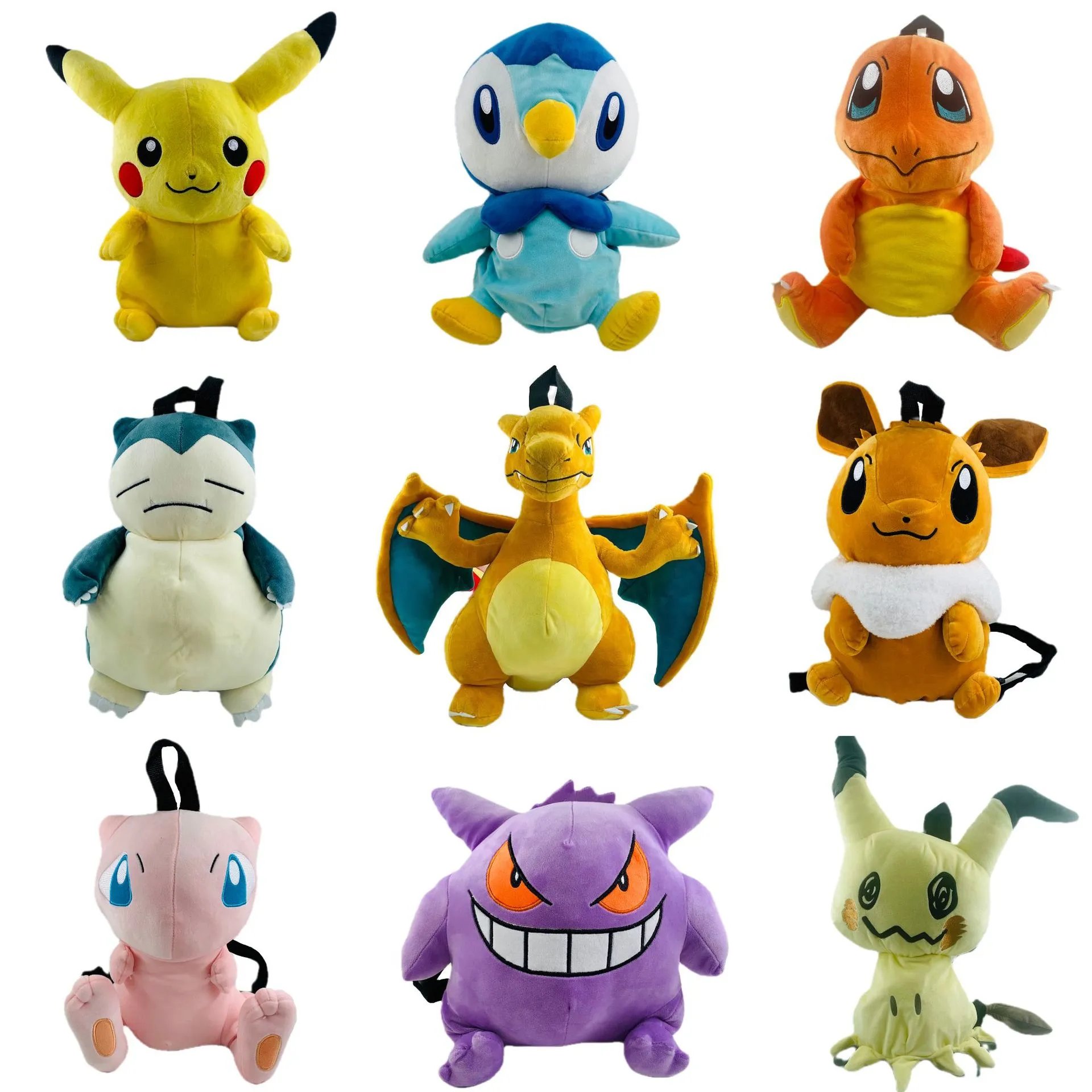 Zaino Grande Gengar Eevee Charizard Piplup Mimikyu Mew Zaino di Peluche Cartella