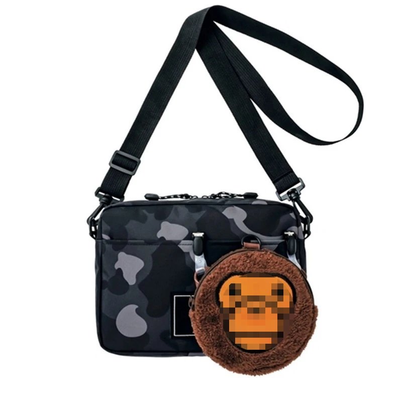 Auf Lager Trendmarke Ape Camouflage Schulter Tote Bag Umhängetasche Plüsch Runde Münzbörse Zweiteiliges Set Trendiger Print