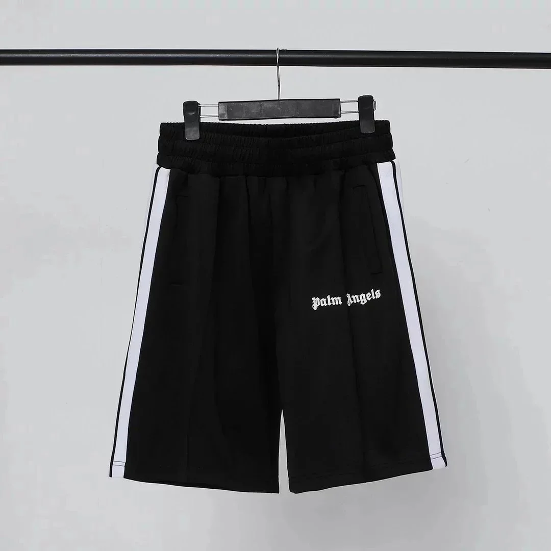 Palm Angels Knitted Mid-Length Athletic Shorts with Side White Stripes