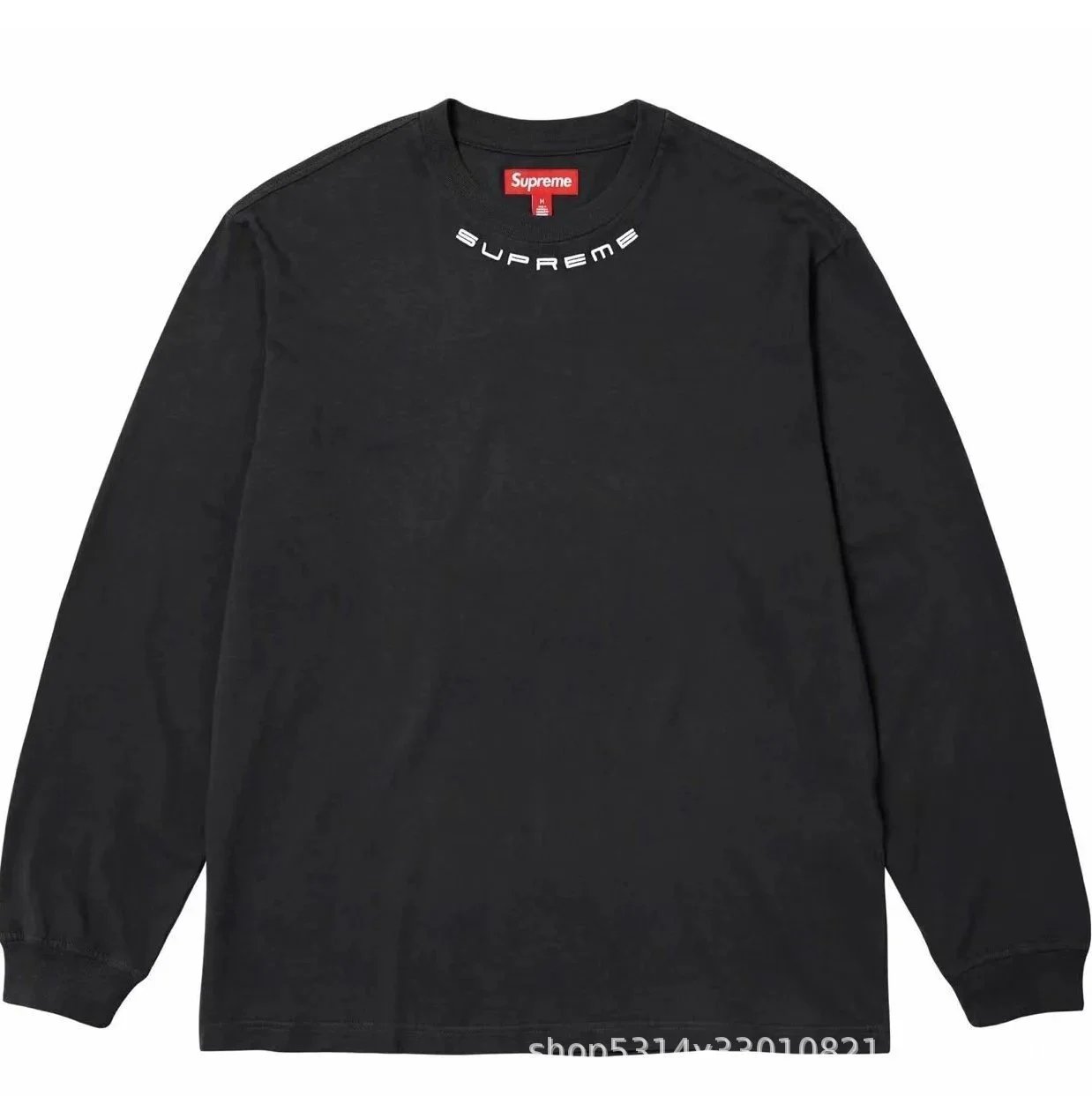 E561 Embroidered Long Tee Black