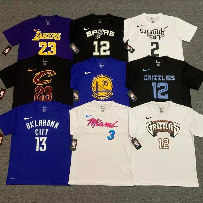 Quick-Dry Sports T-Shirt, Basketball Training Jersey for Lakers, Heat, Cavaliers, Grizzlies, Quick-Dry Short Sleeve Warm-Up Tee