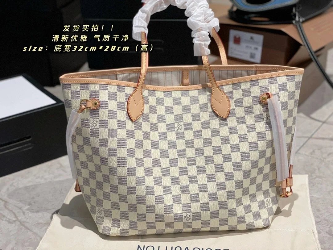 LV Neverfull Bag — Medium White Chessboard Meters colorway — USFans Spreadsheet photo