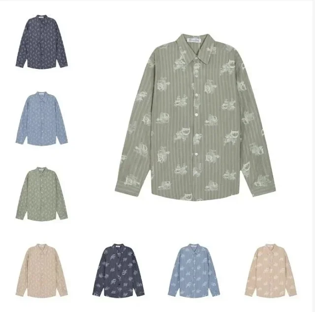 Dior Shirts Striped logo-print long-sleeve button-up shirt product detail image 1