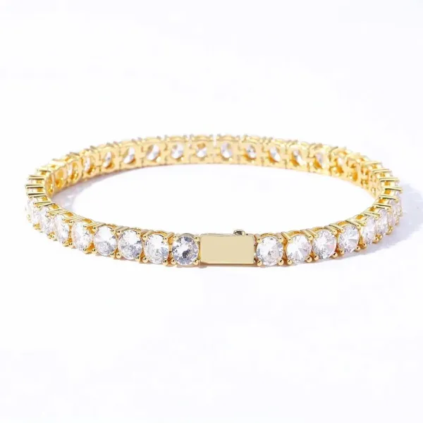 Gold-Tone Tennis Bracelet with Cubic Zirconia Crystals Bracelet - 1