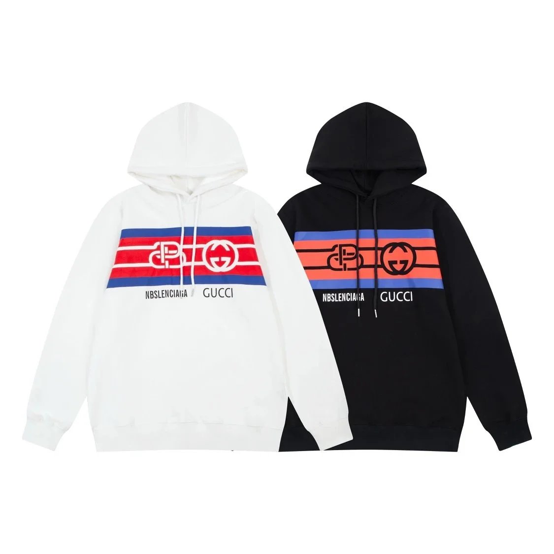 Balenciaga x Gucci Logo Stripe Hoodie White - 4
