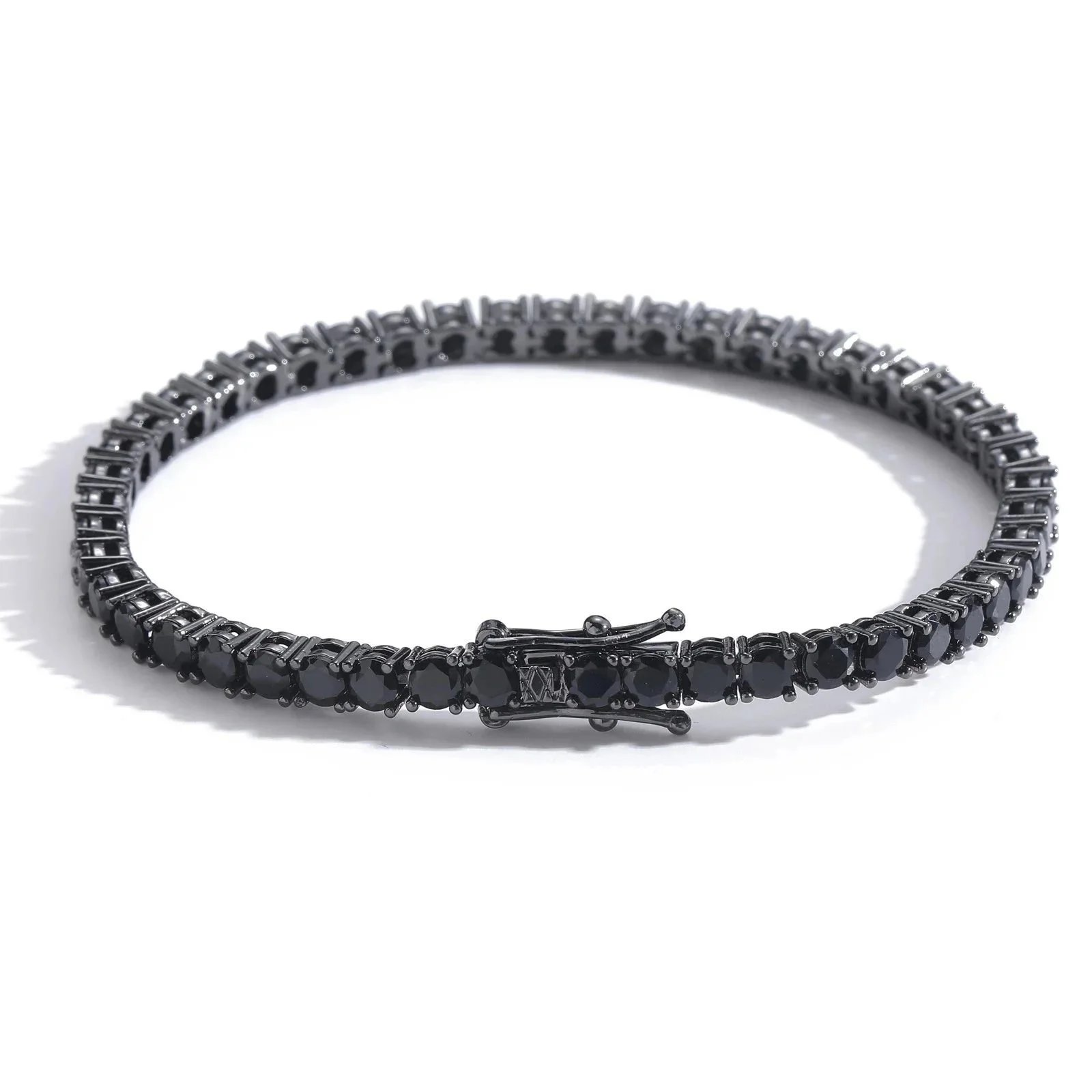 Black Onyx Tennis Bracelet with Black Rhodium Plating Bracelets - 1