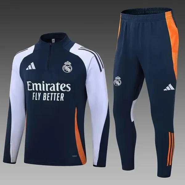 Adidas Real Madrid Training Tracksuit Navy Orange - 1